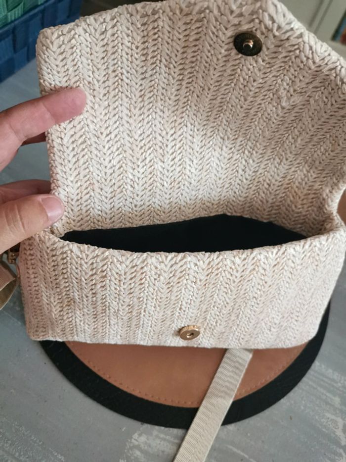 Sac en paille en bandoulière crème - photo numéro 3
