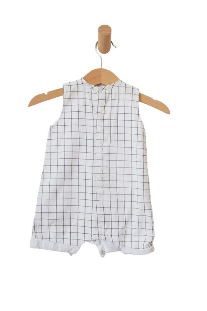 Combinaison courte sans manches blanche à carreaux - Absorba 3 mois (59cm) - photo numéro 2