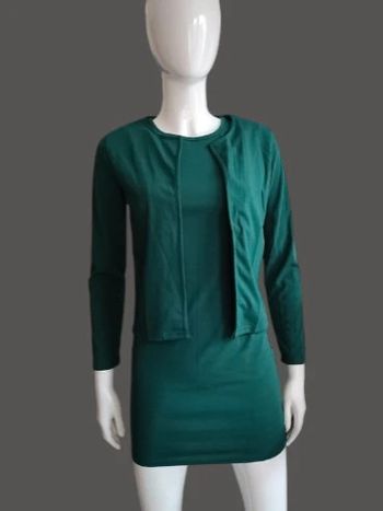 Ensemble robe et gilet vert 38