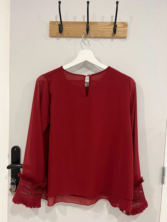 Magnifique chemisier bordeau à perles nacrées 38/40 - photo numéro 6