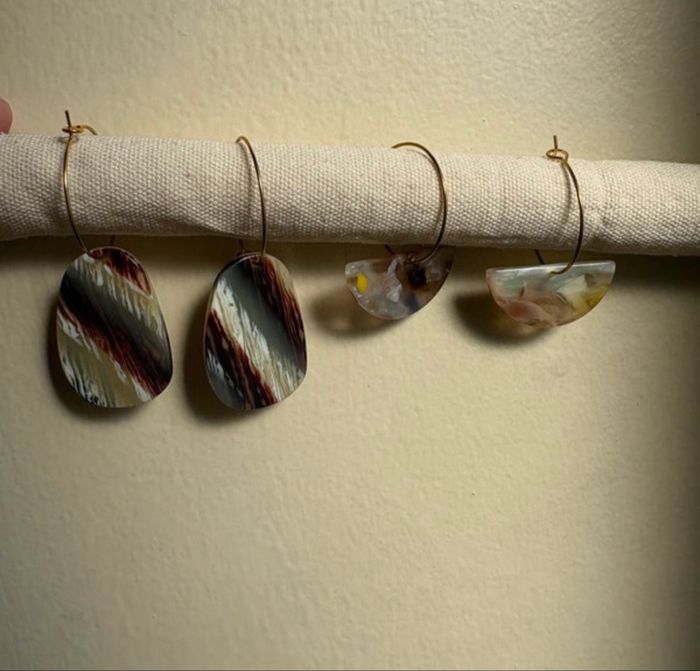 2 paires de boucles d’oreilles en acétate cellulosique (écaille de tortue ) - photo numéro 7