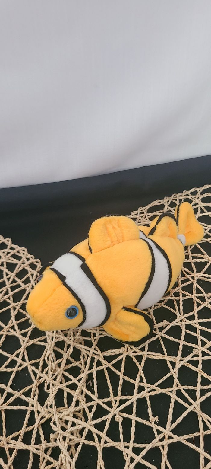 Figurine Peluche Poisson " Clown " jaune et blanc