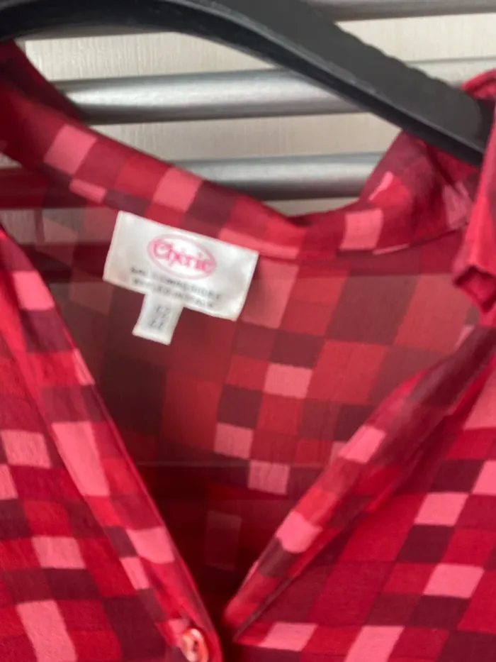 Camicia vintage Cherie tg42 in velo colorato rosso - photo numéro 2