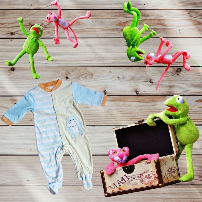 Genouillère Bébé garçon  taille 6 mois Motifs Rayures et Hippo Adorable