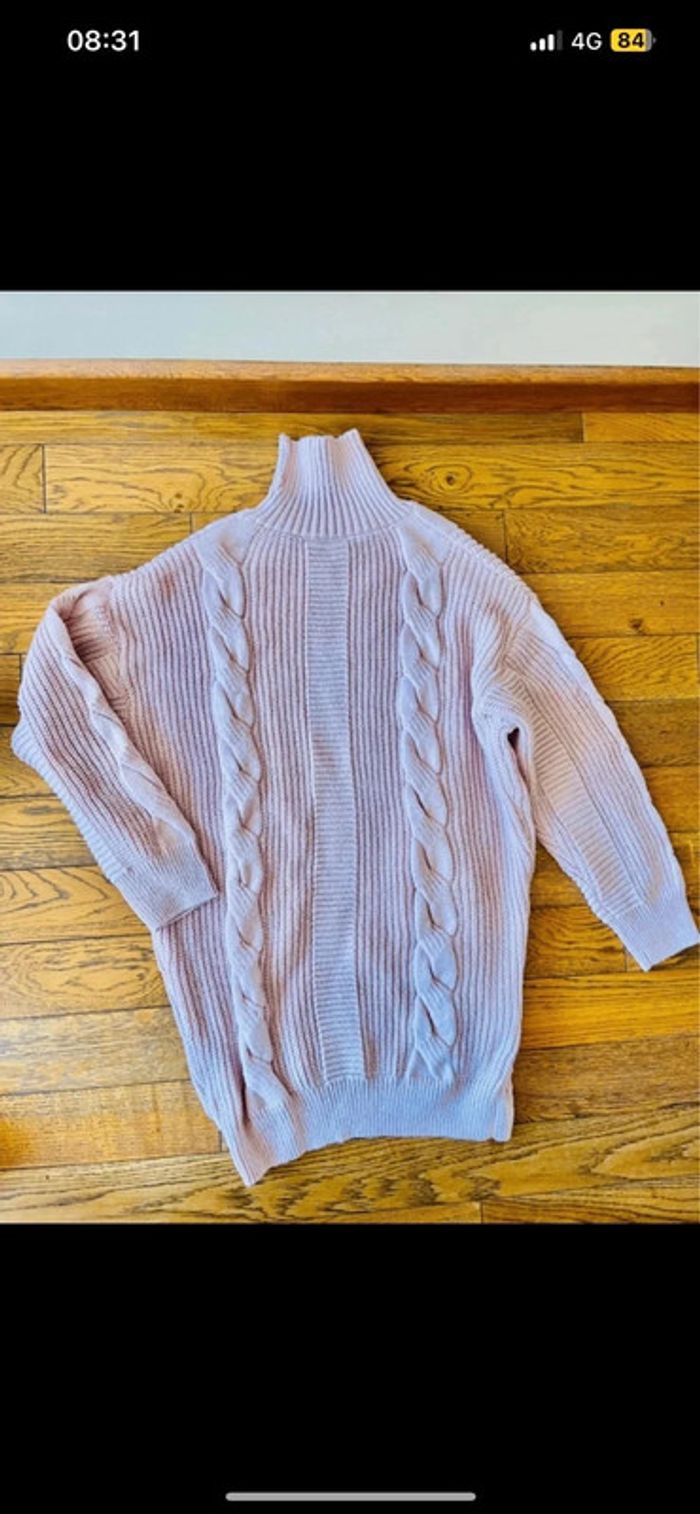 Sublime pull long rose à col neuf taille M - photo numéro 2