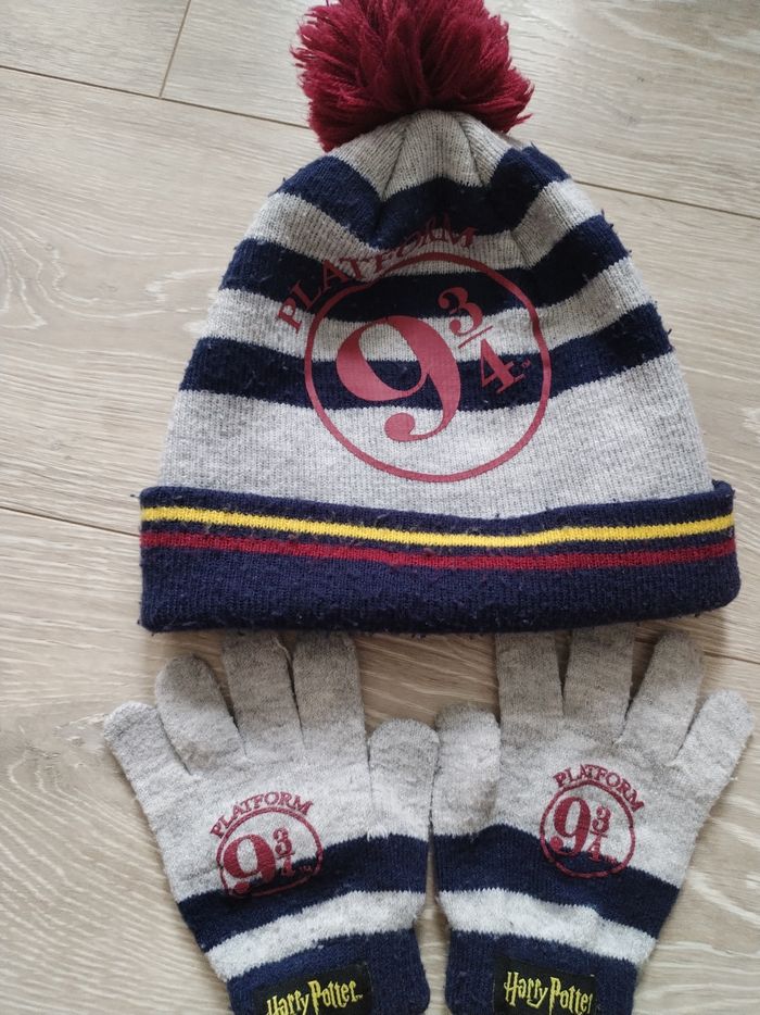 Ensemble Hiver Harry Potter - Bonnet, Écharpe Et Gants - Pour Enfants 2 à 8 Ans - Bleu Marine