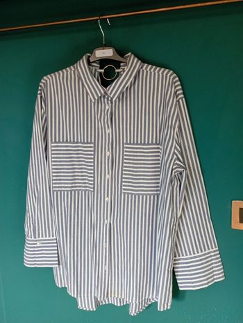 Chemise coton rayé bleu/blanc