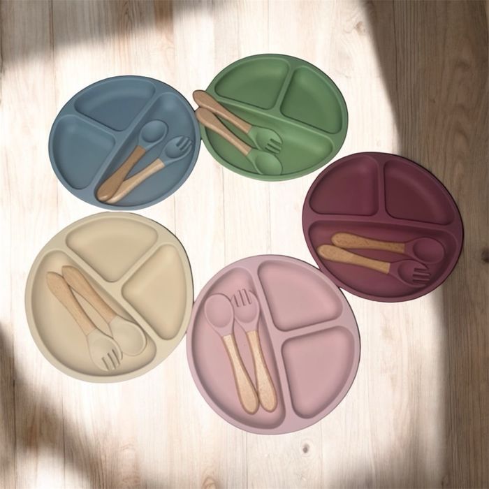 Set repas en silicone assiette+couverts personnalisés - photo numéro 2