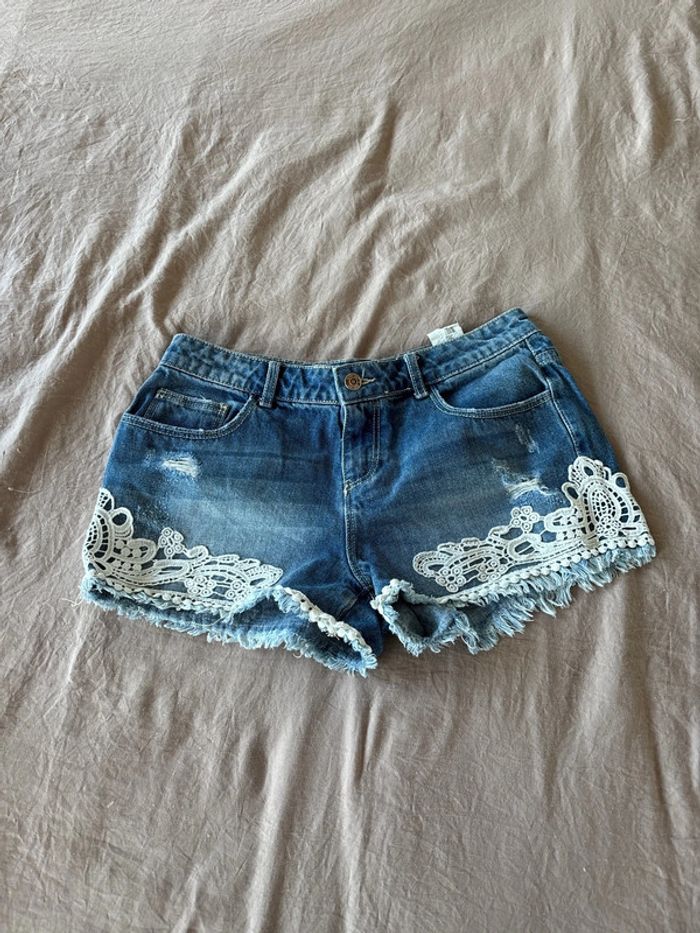 Short en jean taille 38 avec dentelle Pimkie