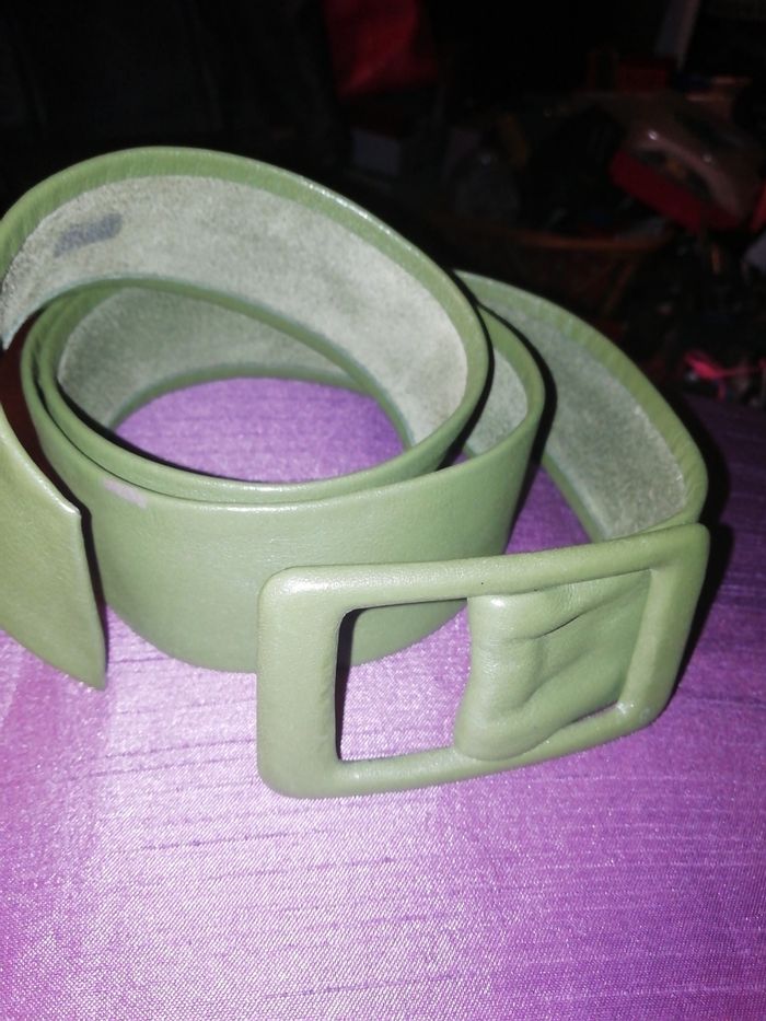 Ceinture cuir peau kaki 85 neuve - photo numéro 2