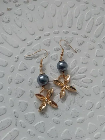 Boucles d'oreilles vintages perles de culture d'eau douce naturelles