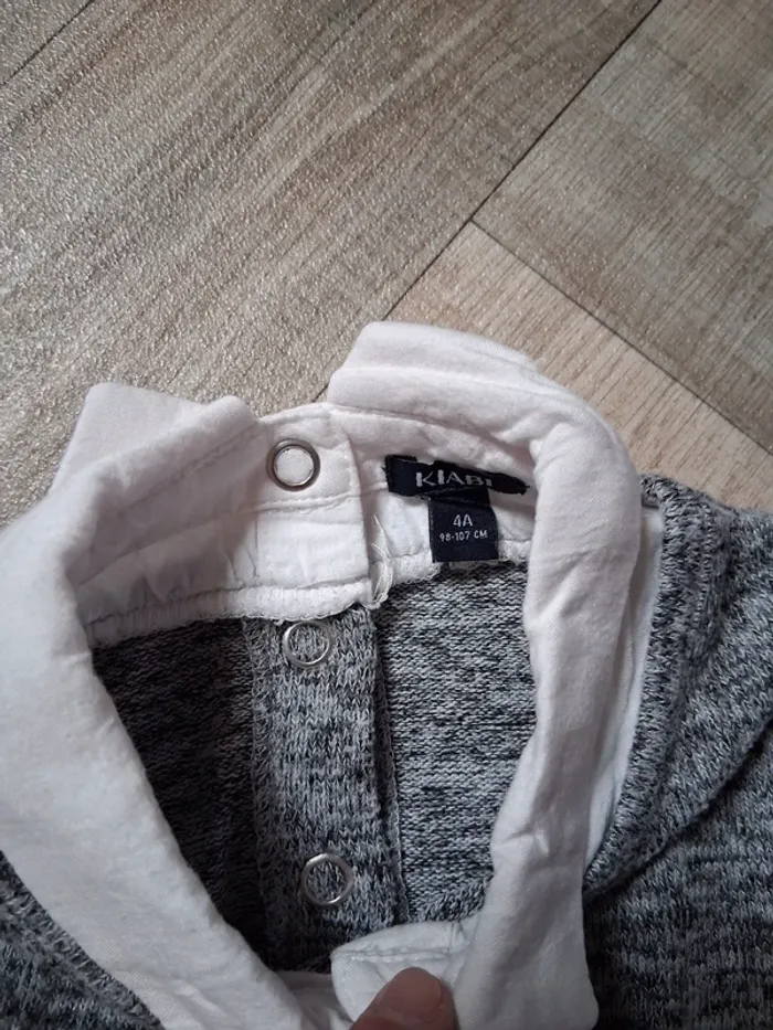 Pull fille effe 2en1 gris chiné et blanc 4 ans - photo numéro 5