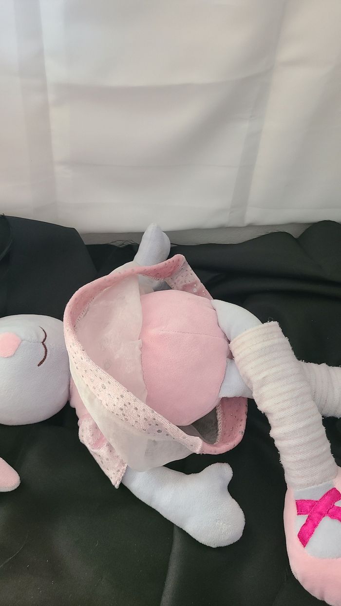 Peluche doudou Lapin gris rose tutu coeurs Nounours 48 cm - photo numéro 5