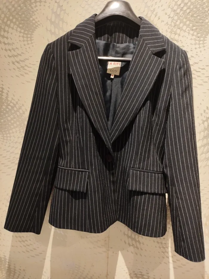 Veste blazer cintré La city made in France rayée vintage taille 3 40