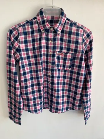 Chemise à carreaux hollister beu crème rose