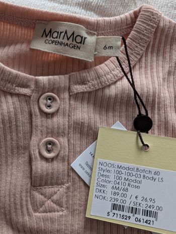Body 6 mois neuf Marmar copenhagen rose 