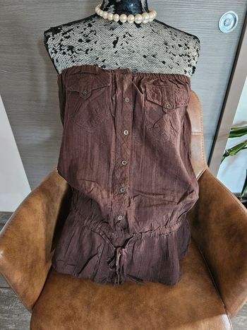 Haut bandeau marron