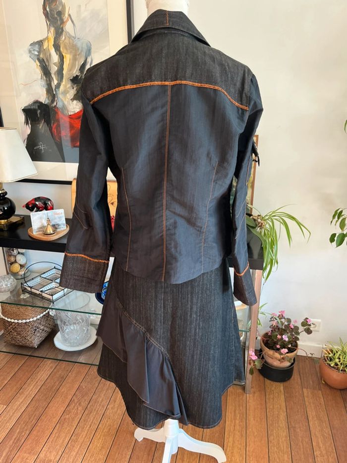 Veste chemise bi matière bi colore ceintrée DPM vintage - photo numéro 3