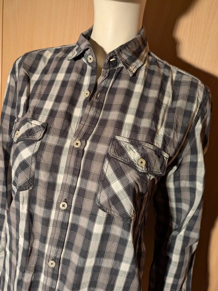 Chemise homme a carreaux noir gris jules M - photo numéro 2