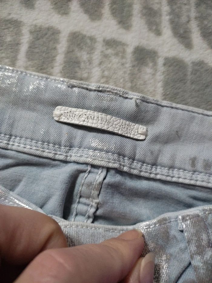 Jeans slim skinny stretch bleu clair argenté Cimarron taille 36 Neuf - photo numéro 4