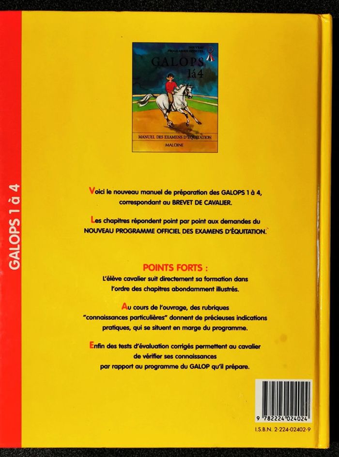 Livre cours équitation / hypologie galop 1 à 4 - photo numéro 2