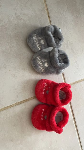 Lot de 2 paires de chaussons bébé mixte