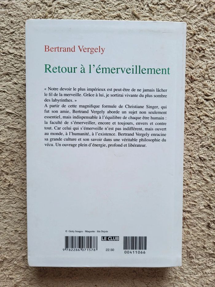 Livre + CD Retour à l'émerveillement de Bertrand Vergely - Philosophie et bien être - photo numéro 3