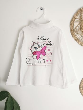 Tee-shirt blanc col roulé Marie Les Aristochats Disney Animals 4 Ans