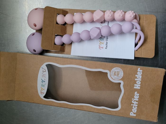 Attache Sucette Silicone Clips Attache-Tétine en une pièce Anneau de Dentition