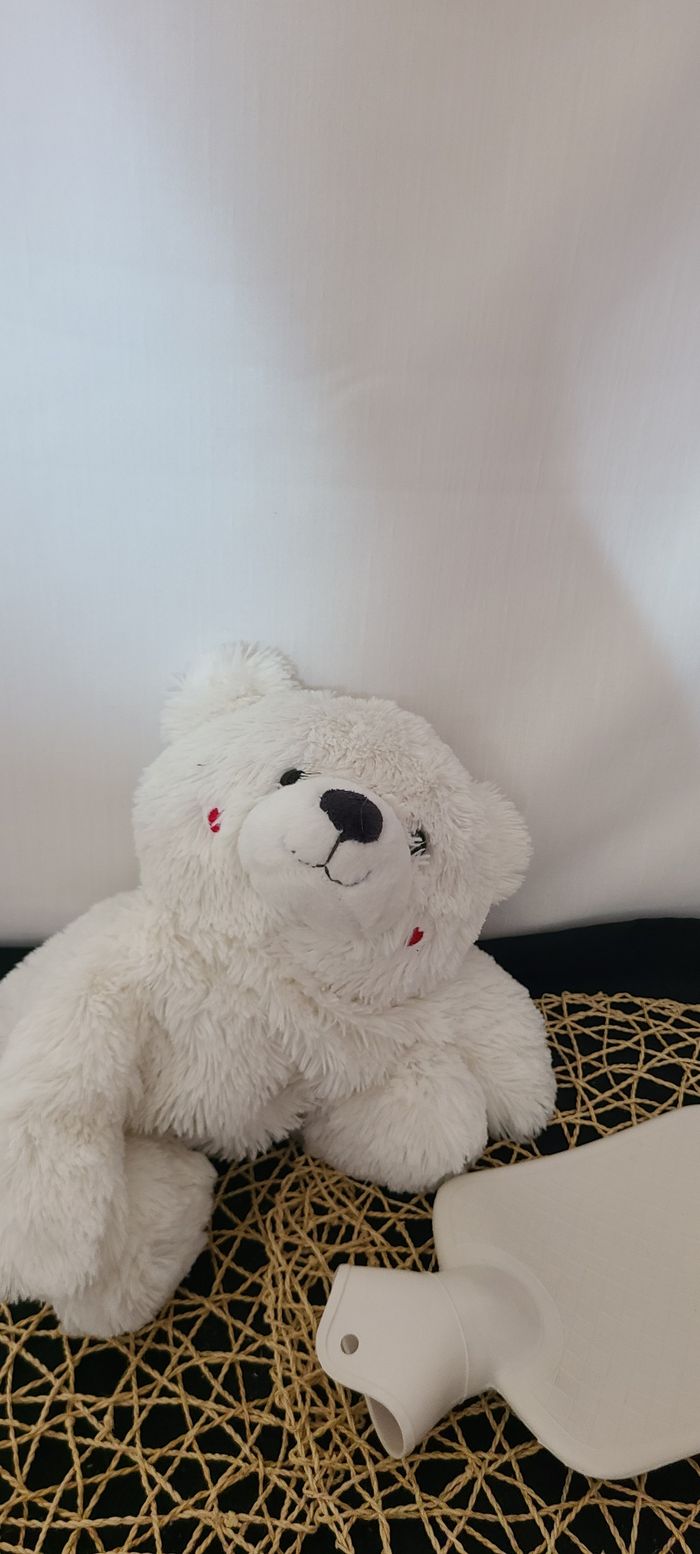 Peluche ours ETAM range pyjama bouillotte blanc 50 cm - photo numéro 2