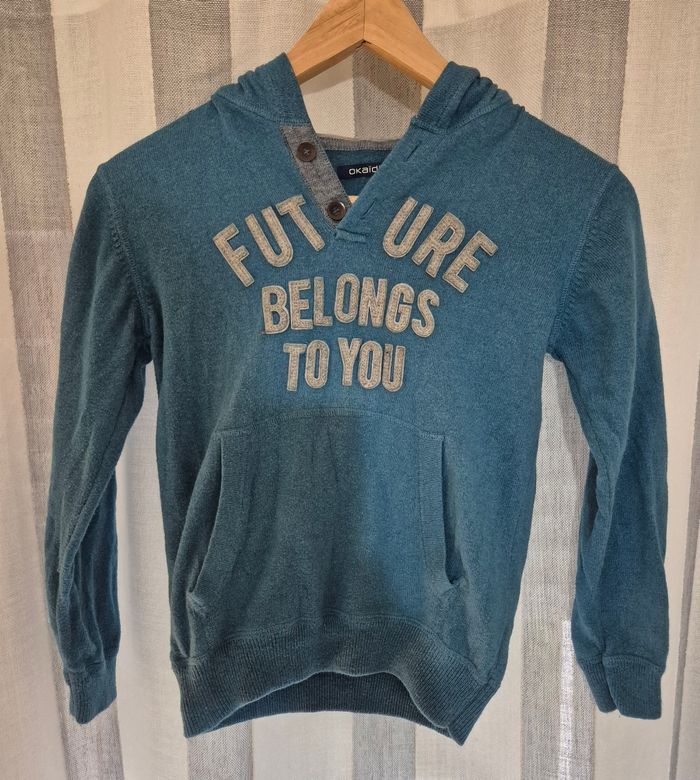 Pull à capuche Okaidi bleu canard