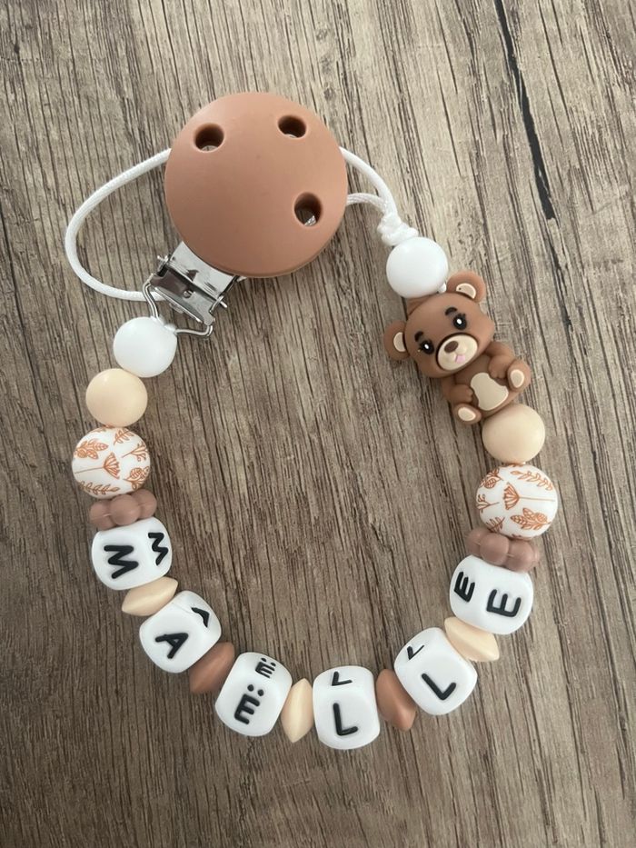 Attache tétine personnalisée Ourson 3D