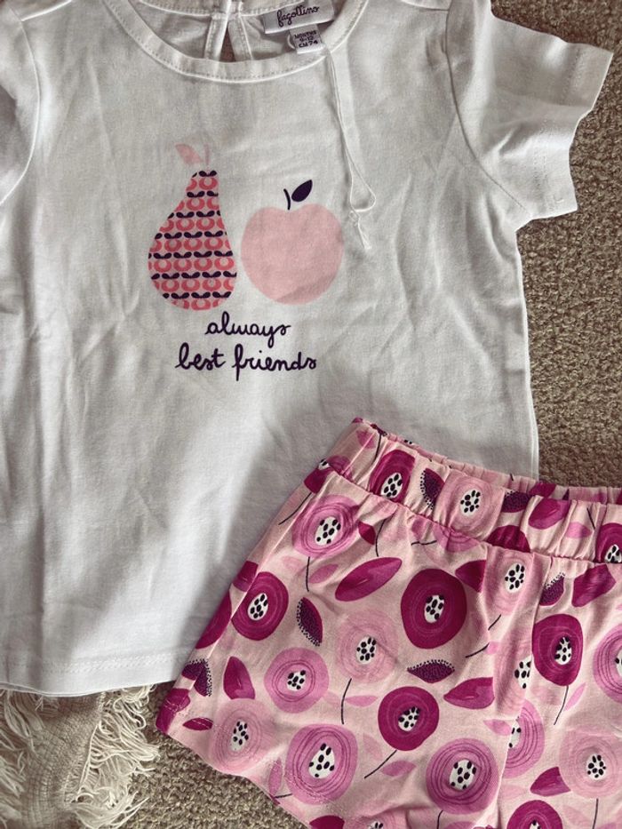 Ensemble short et tee-shirts rose et blanc neuf - photo numéro 2