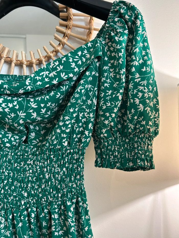 Robe longue à fleurs verte Mango - photo numéro 6