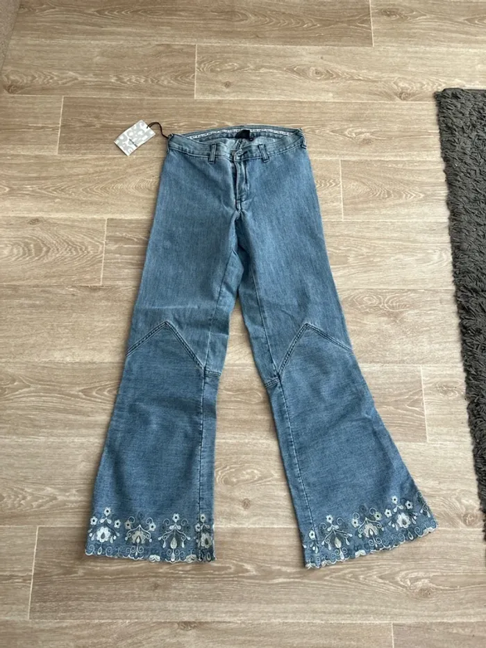 Jean School Rag pattes d'éléphant bleu clair bohème hippie Chic leg W27