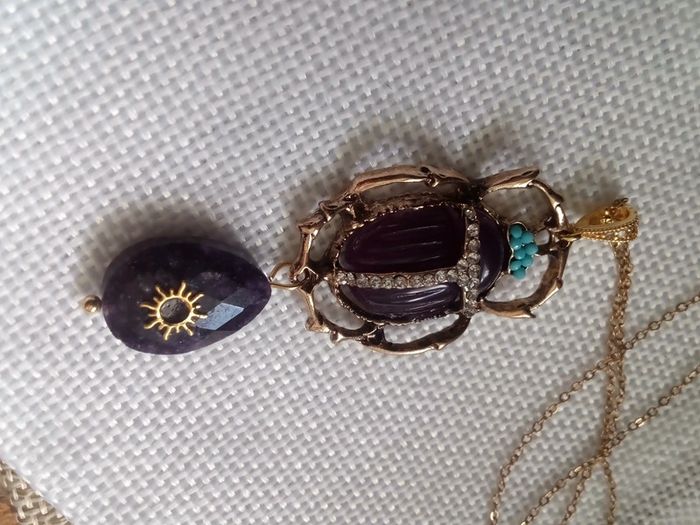 Collier scarabée pierre réversible d'améthyste 💜. - photo numéro 3