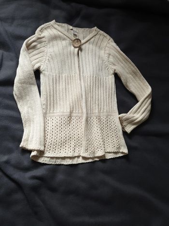 Gilet long fille écru marque orchestra taille 10 ans