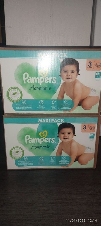 2 cartons T3 Pampers Harmonie  taille 3  Maxi Pack 87