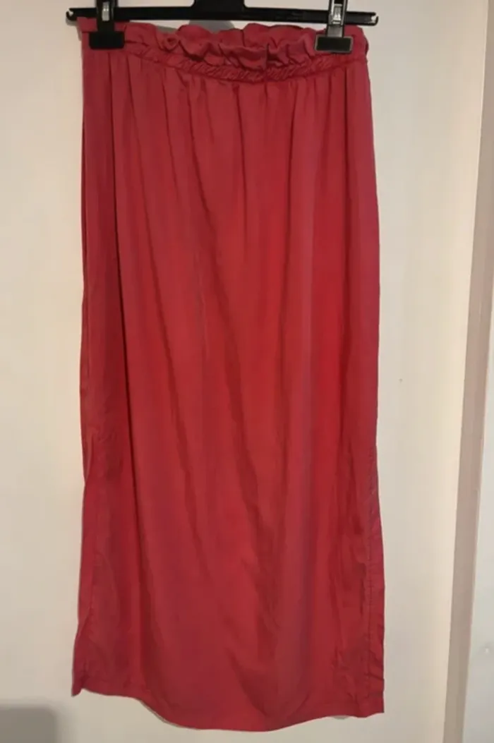 Jupe longue rose fendue à taille élastique – taille unique - photo numéro 3