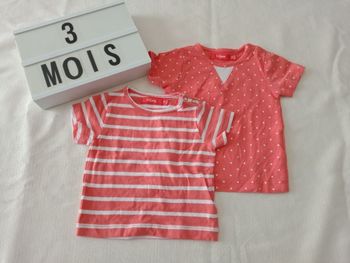 Lot 2 t-shirt MC 3 mois fille