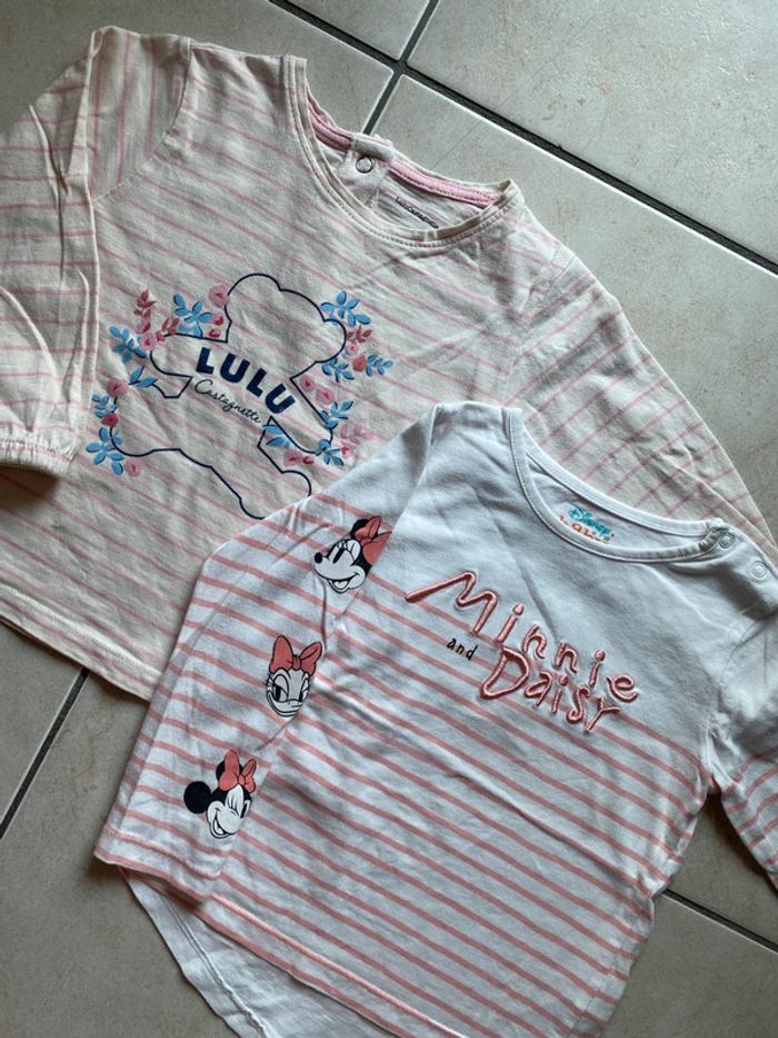 Lot de 2 t-shirt manches longues rayé 2 ans Minnie - photo numéro 2