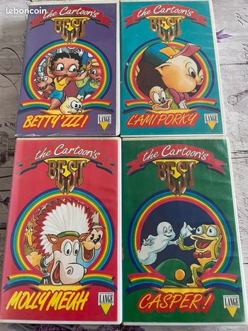 Lot de 4 VHS dessins animés vintage – “The Cartoon’s Best” (Éditions Lange)