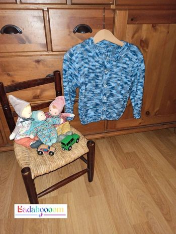 Gilet laine 3 ans fait main tbe