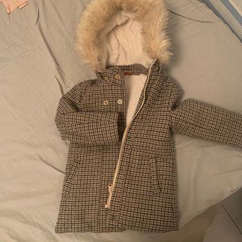 Manteau fourré à carreaux
