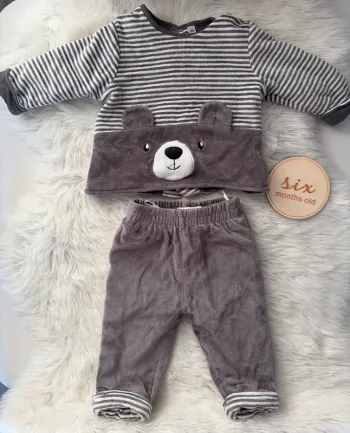 Pyjama deux pièces chaud 6 mois gris