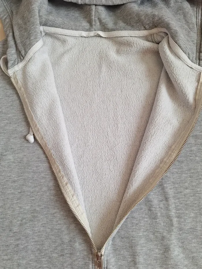 Long sweat à capuche zippé gris H&M S - photo numéro 3