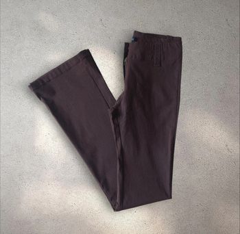 Pantalon en stretch marron jambes évasées taille haute 36