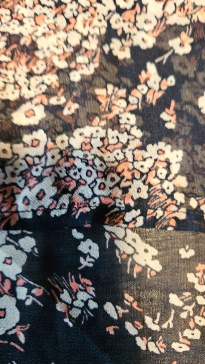 Blouse légère bleue à manches longues, motif fleuri, Aeropostale, taille L - photo numéro 4