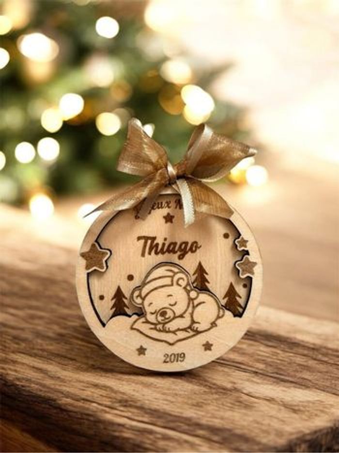 Boule de Noël en bois - photo numéro 2