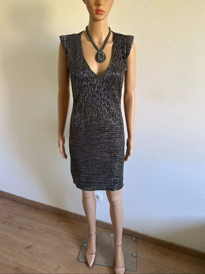Robe argentée et dorée brillante à manches courtes Morgan taille XS jamais portée - photo numéro 3